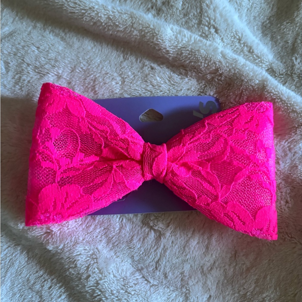 Claire's Hot Pink Lace Hair Bow